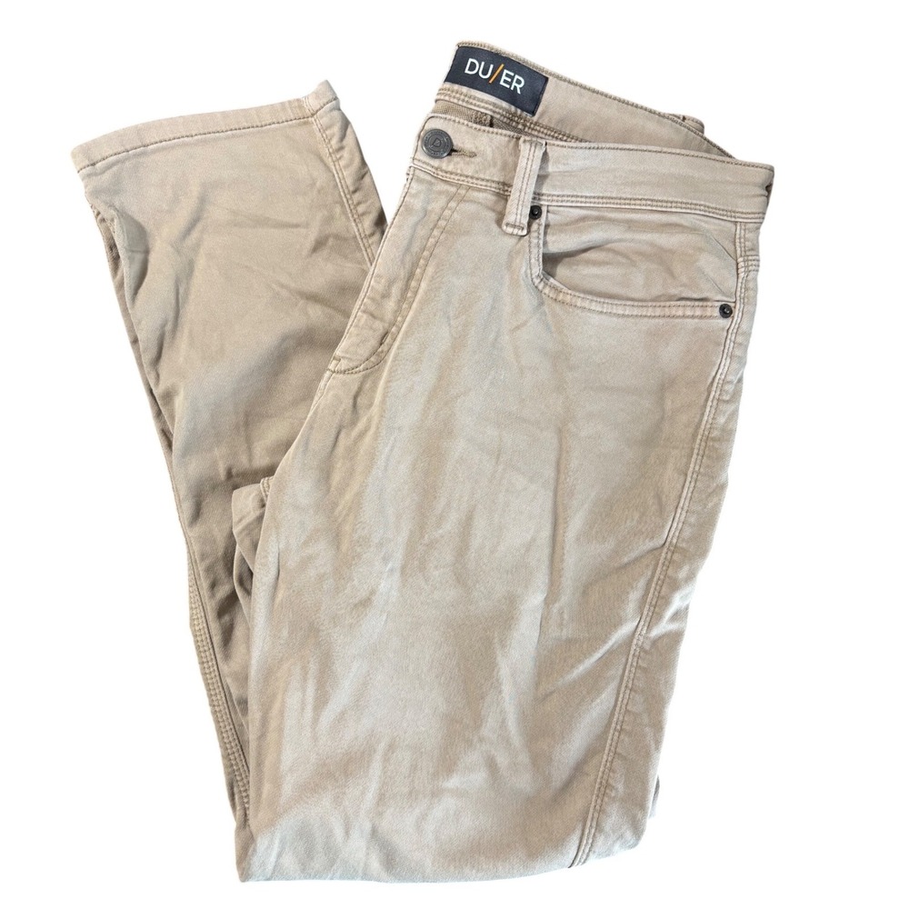 DU/ER No Sweat Relaxed Taper Pant in‎ Khaki Men's Size 33x30